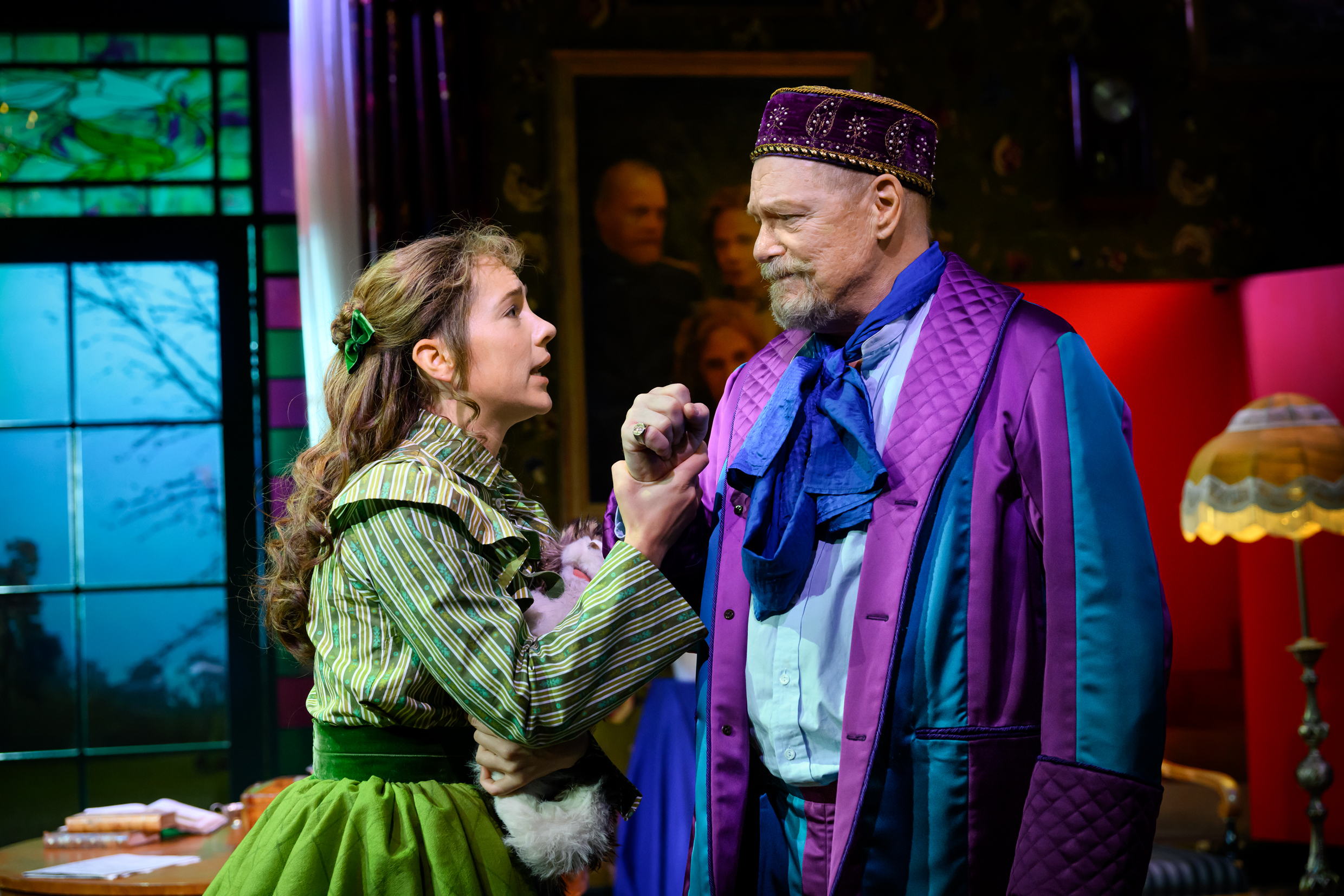 Victoria Dyrstad och Peter Andersson i Fadren. Premiär 10 oktober 2025 på Klarascenen, Kulturhuset Stadsteatern.