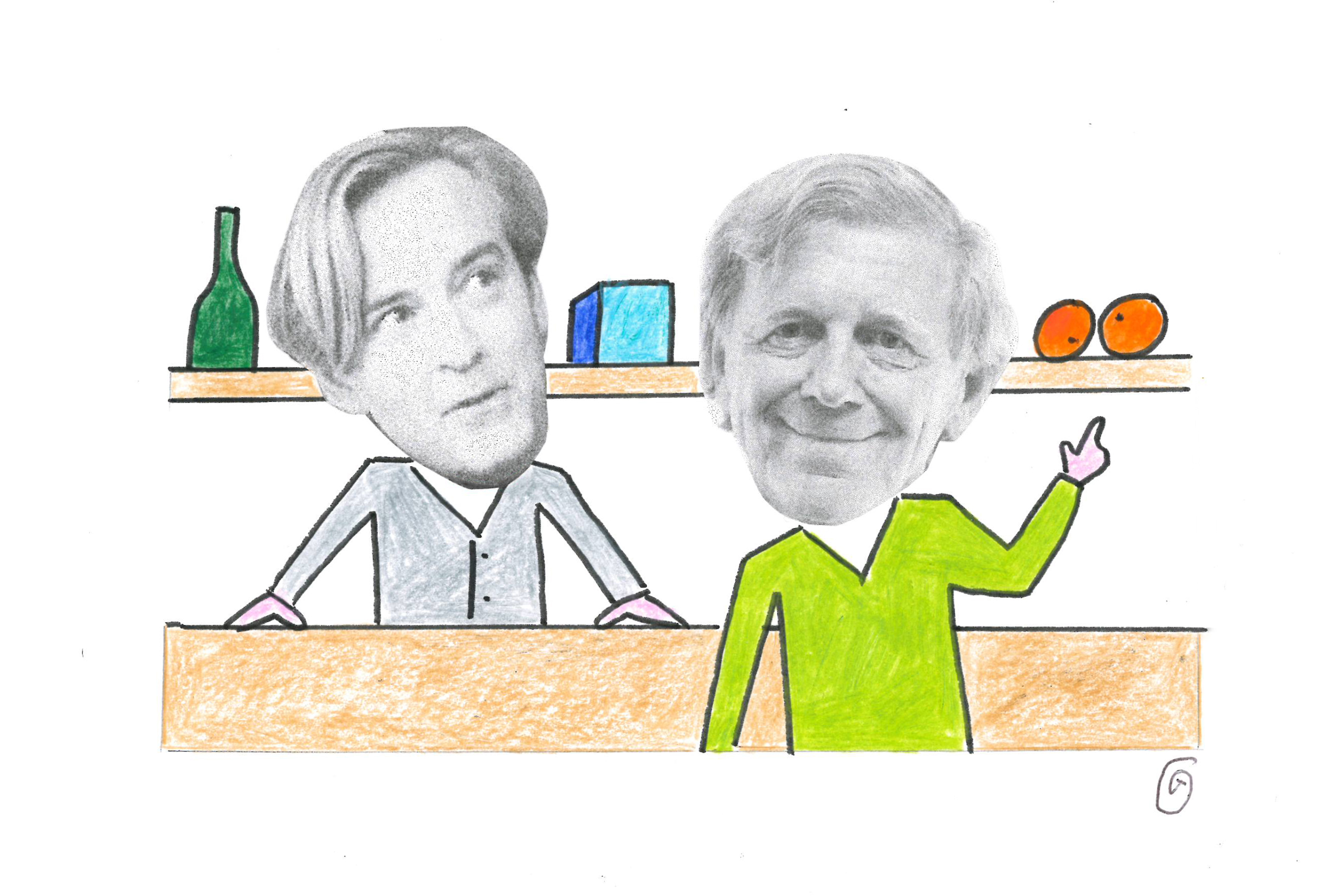Andreas T Olsson och Claes Eriksson i Claes och Andreas leker affär. Urpremiär 24 februari 2026 på Soppteatern Kulturhuset Stadsteatern.