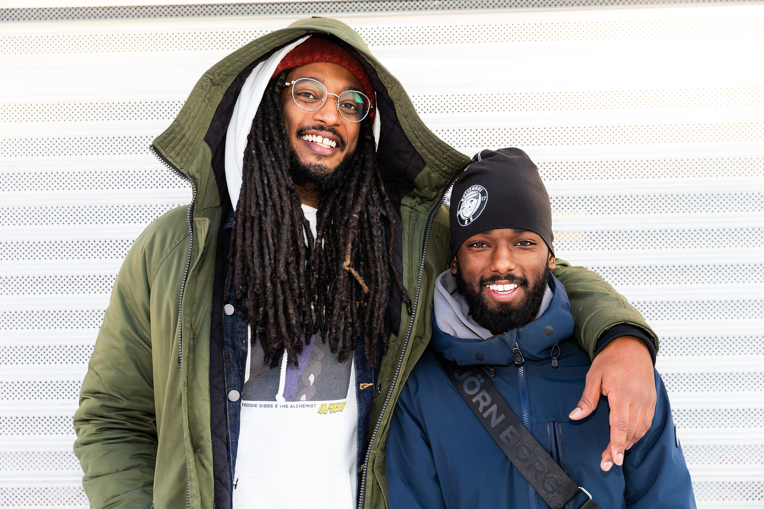 Ahmed Berhan och Sharmarke Elmi, skådespelare i Upploppet, Kulturhuset Stadsteatern Husby