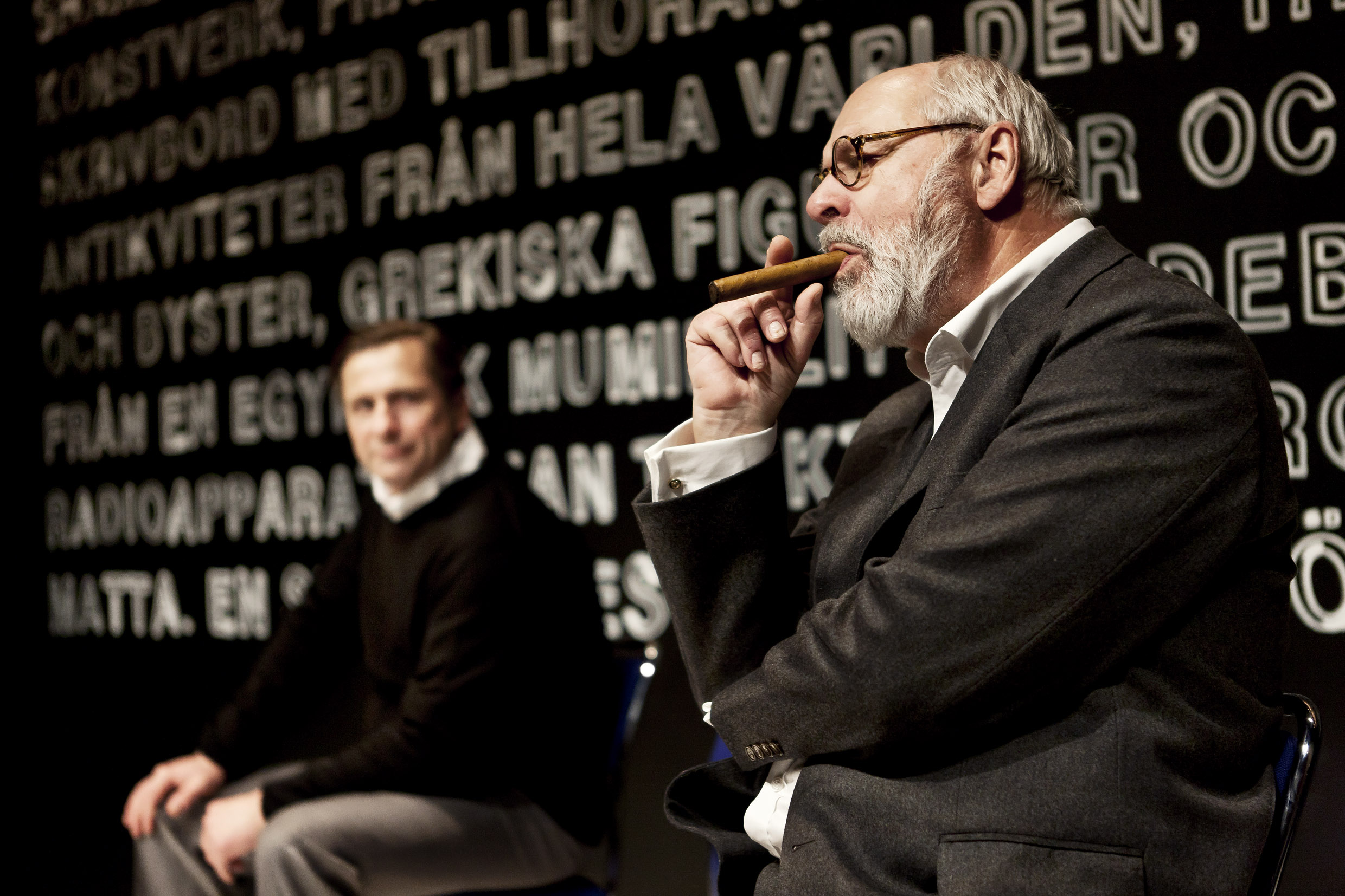 Tomas Bolme och Ole Forsberg i Freuds sista möte. Europapremiär 9 december på Kafé Klara.
